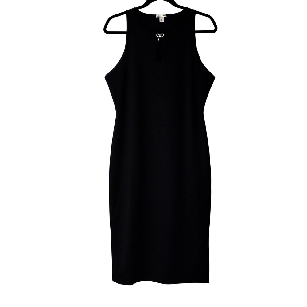 NEW Derek Heart XL Black Sheath Dress Sleeveless Keyhole Bow Accent